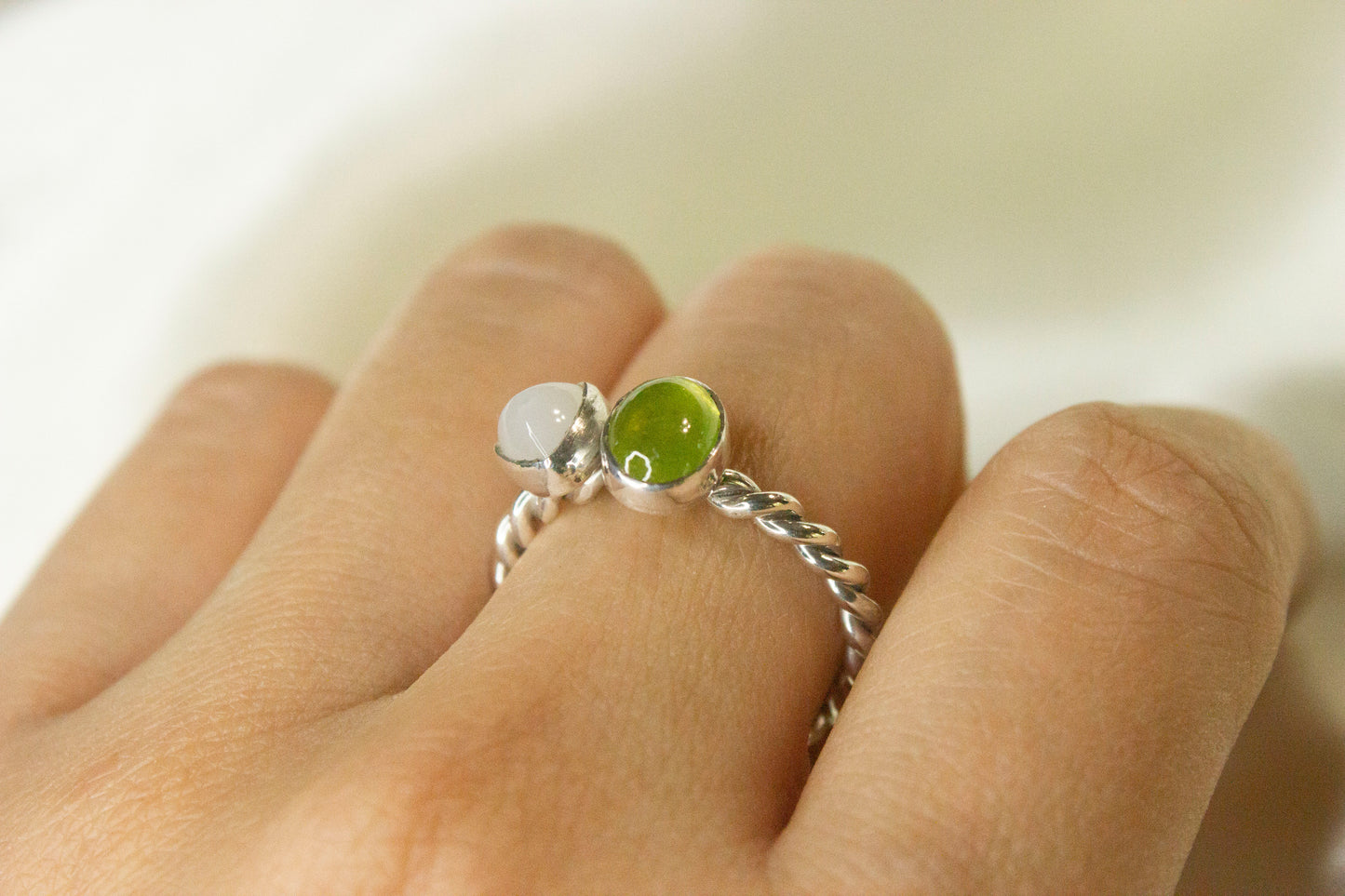 Toi et Moi- Vesuvianite & Moonstone Ring
