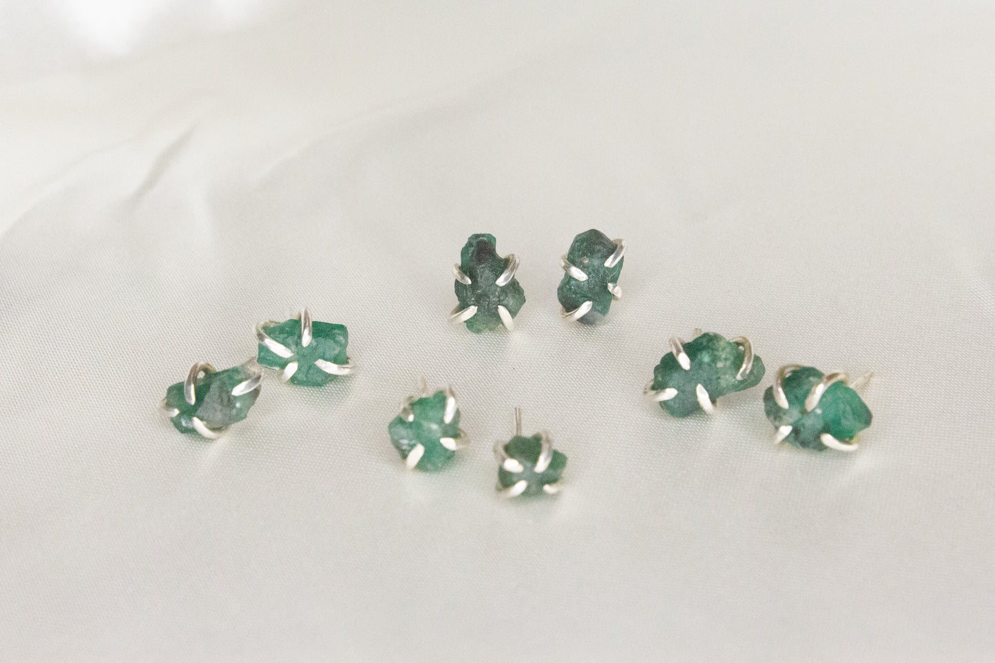 Rough Emerald Studs- A