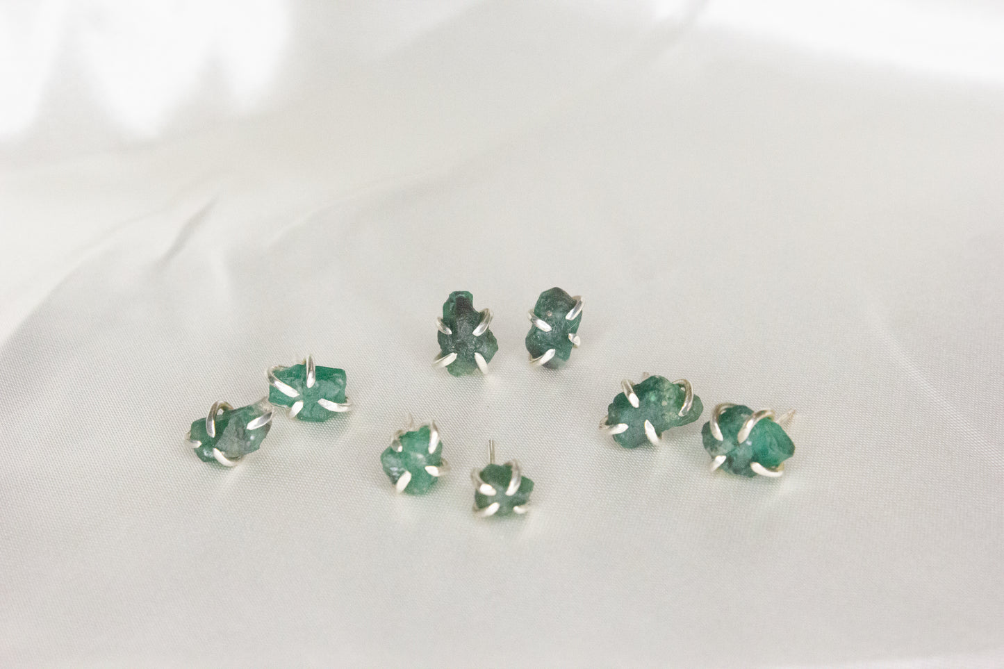 Rough Emerald Studs- D