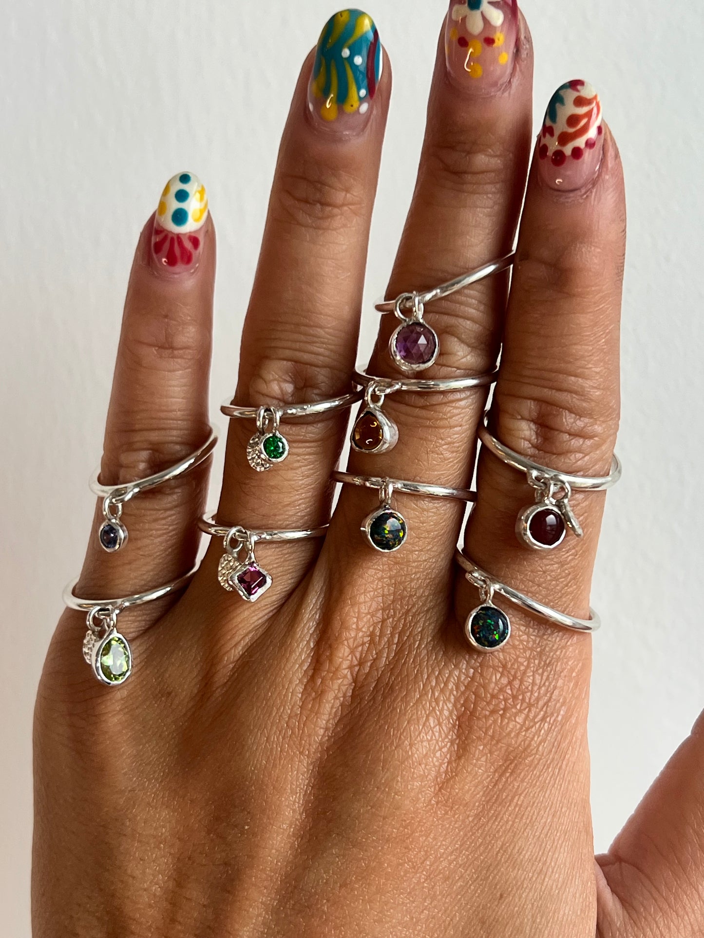 Charm Stacking Ring- Emerald CZ