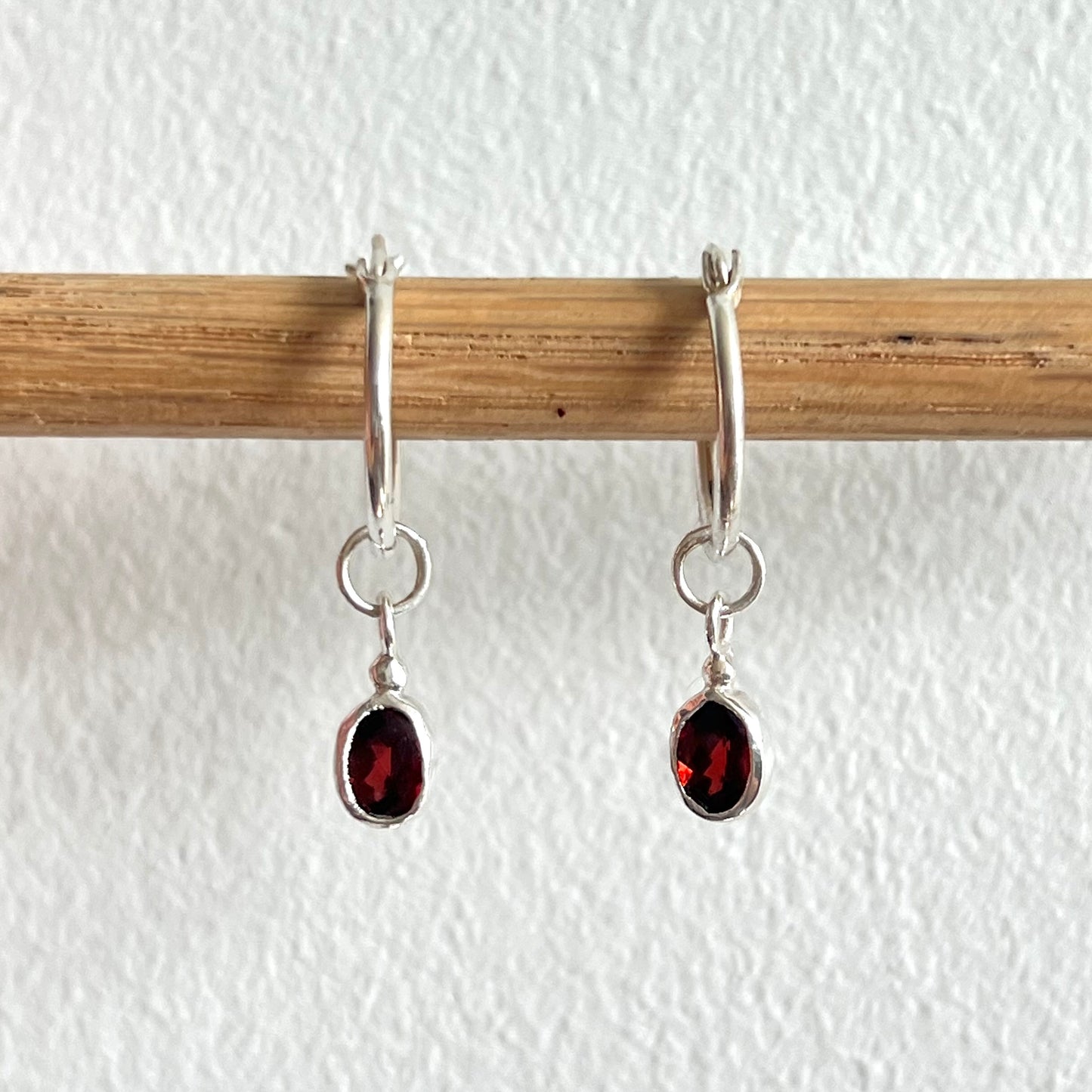 Charm Hoops- Garnet