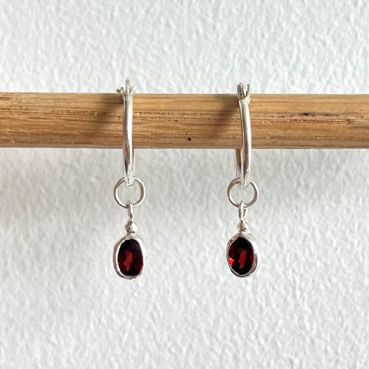Charm Hoops- Garnet