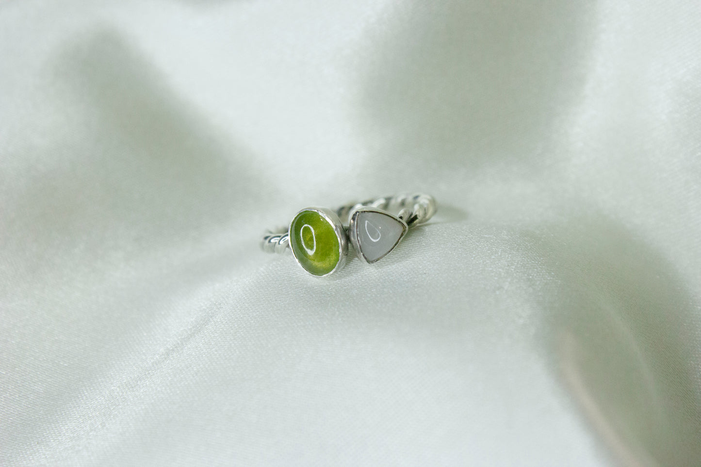 Toi et Moi- Vesuvianite & Moonstone Ring