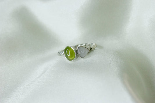 Toi et Moi- Vesuvianite & Moonstone Ring