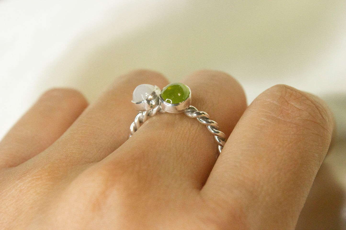 Toi et Moi- Vesuvianite & Moonstone Ring