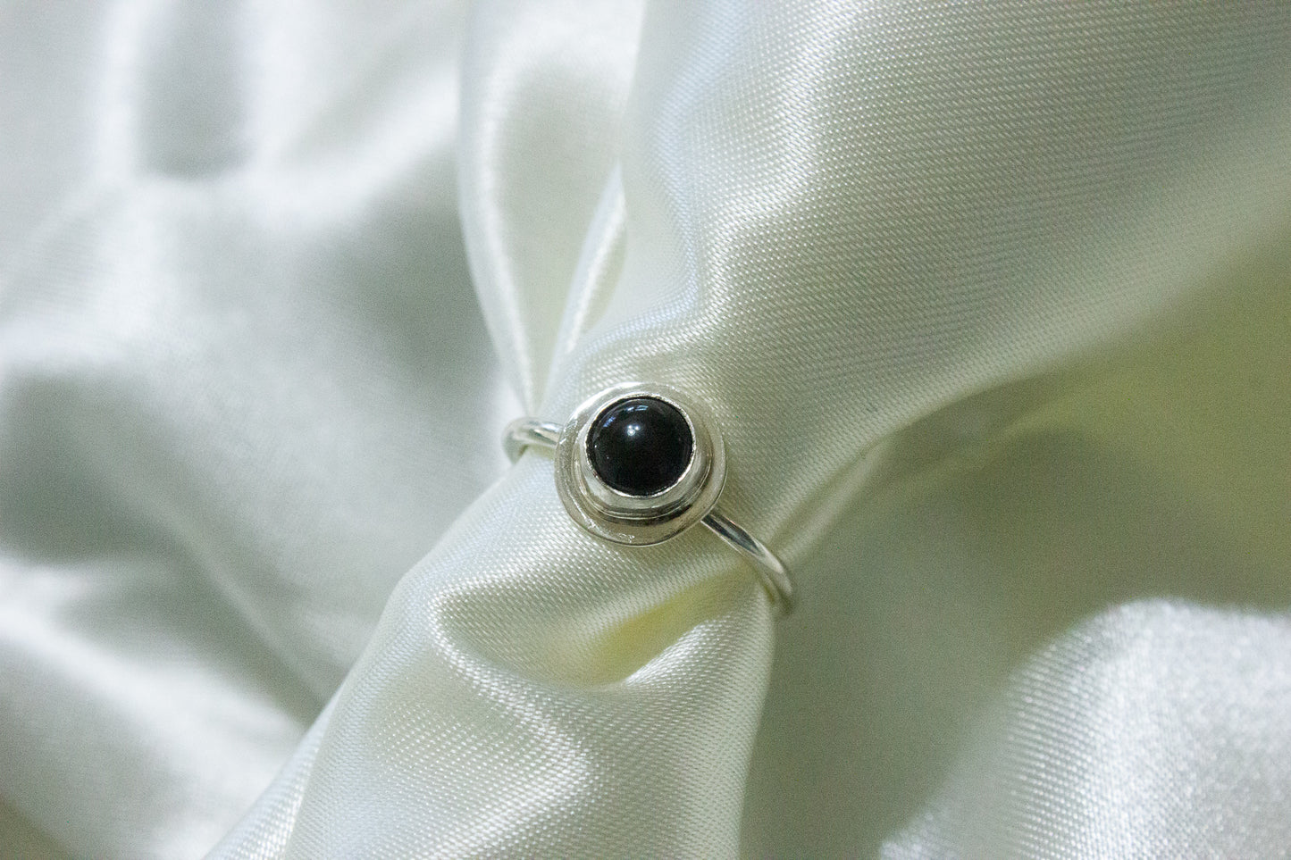 Silver Halo Ring, Onyx