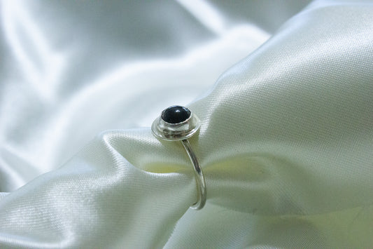 Silver Halo Ring, Onyx