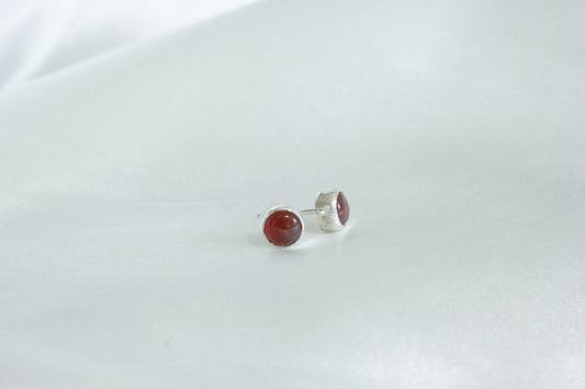 Bezel Stud Earrings, Carnelian