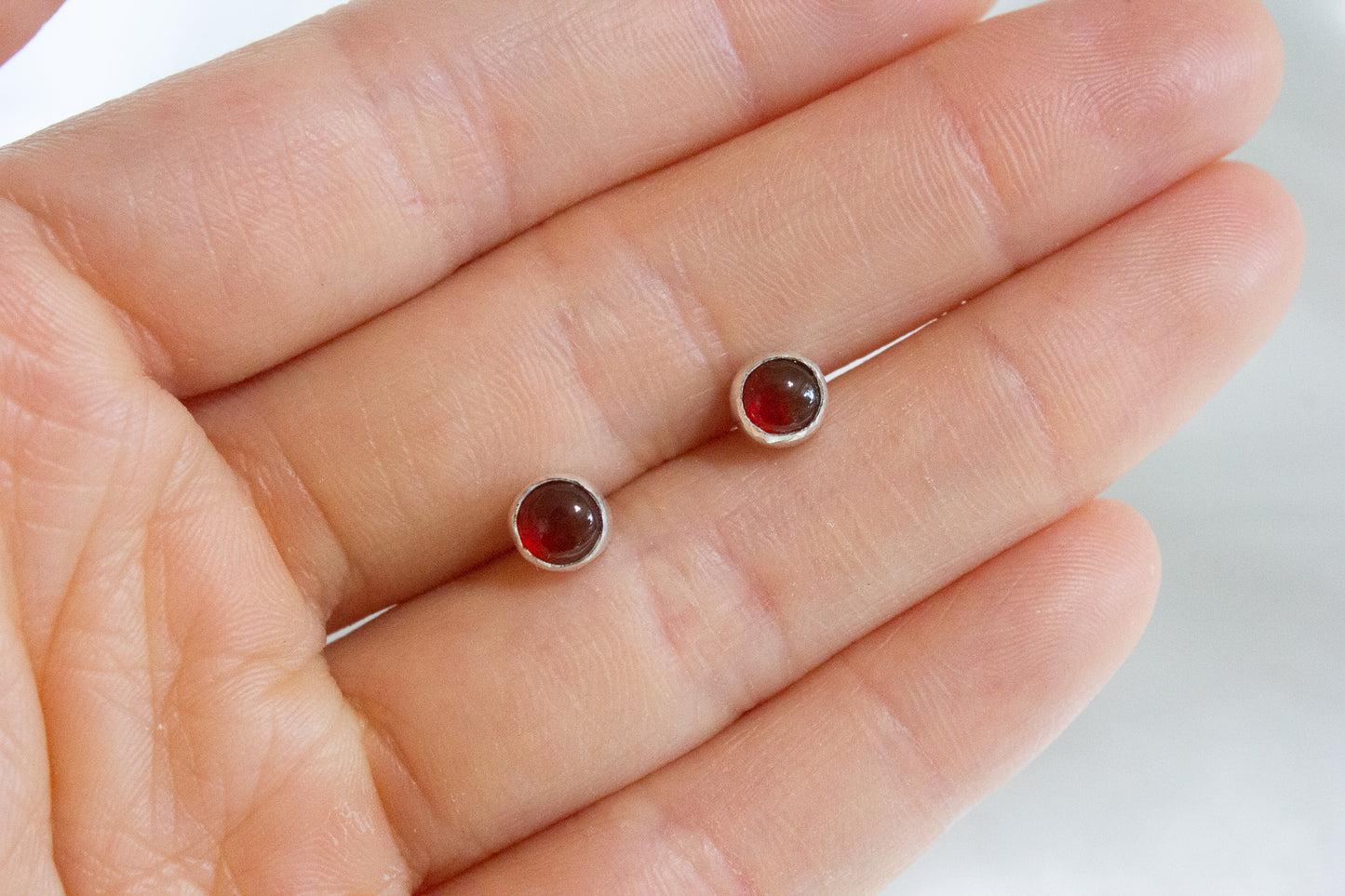 Bezel Stud Earrings, Carnelian