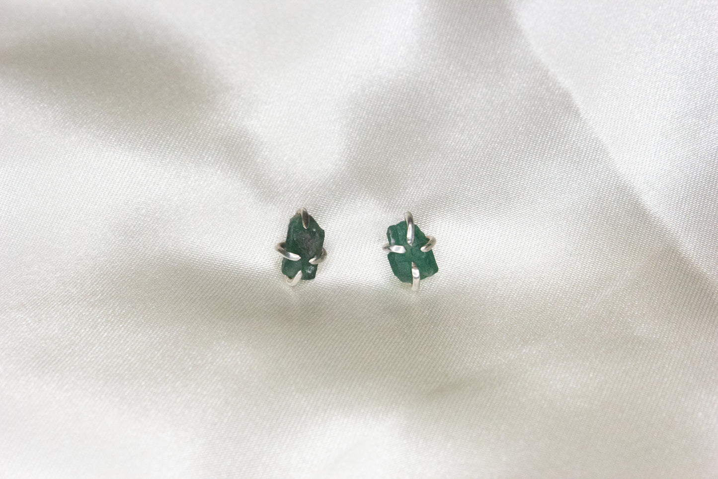 Rough Emerald Studs- A