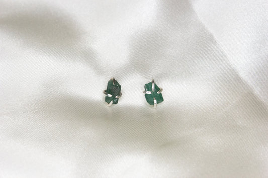 Rough Emerald Studs- A