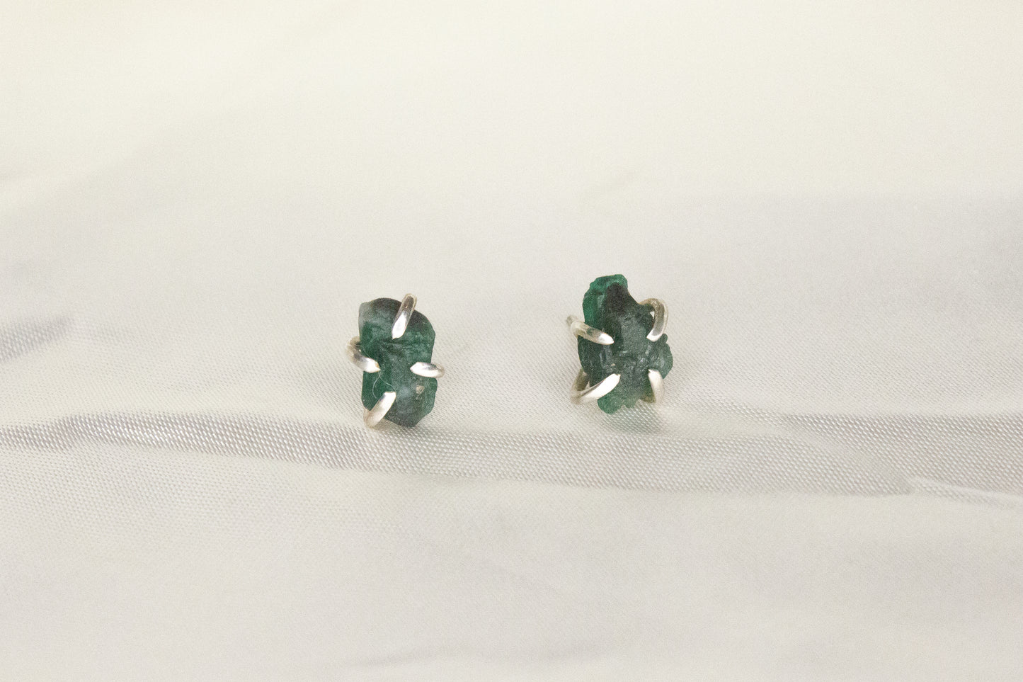 Rough Emerald Studs- B