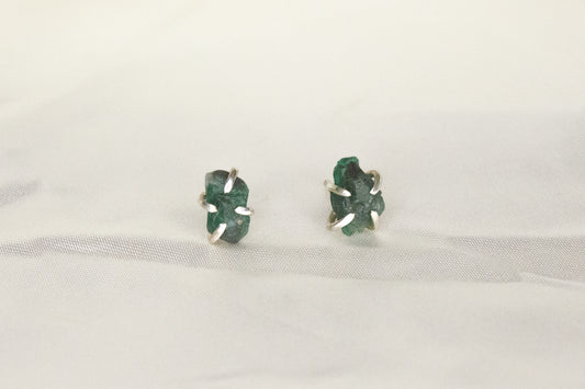Rough Emerald Studs- B