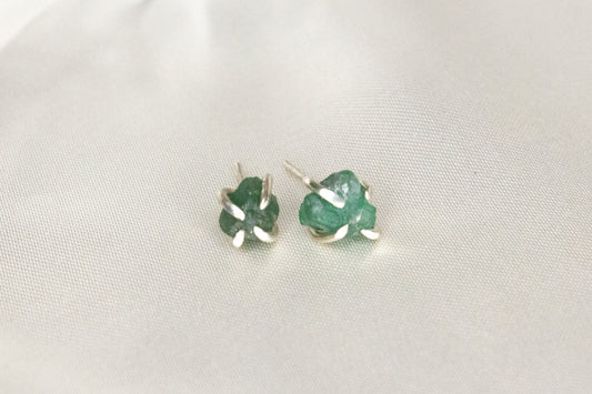 Rough Emerald Studs- C