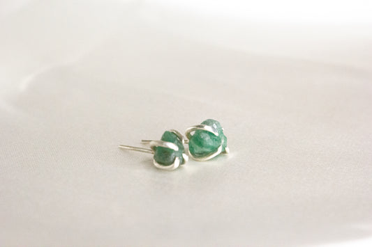 Rough Emerald Studs- C