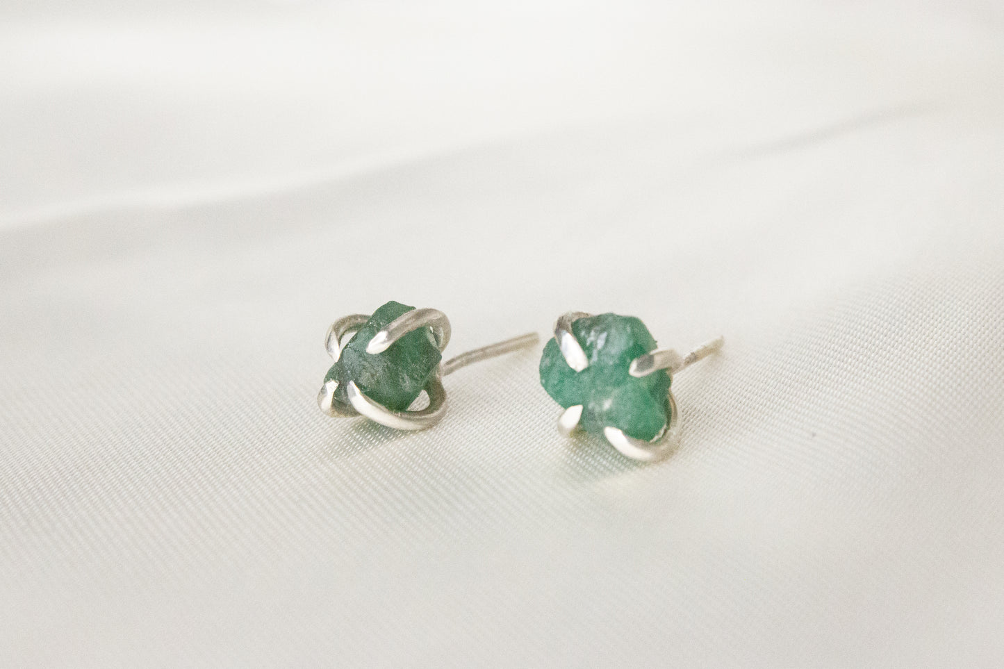 Rough Emerald Studs- C