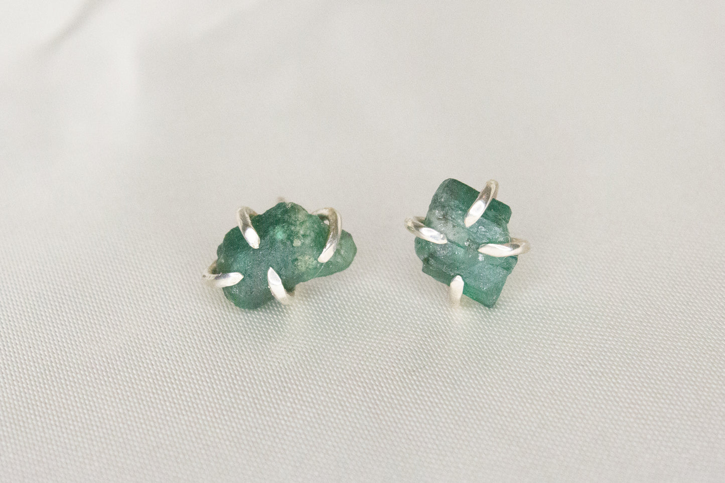 Rough Emerald Studs- D